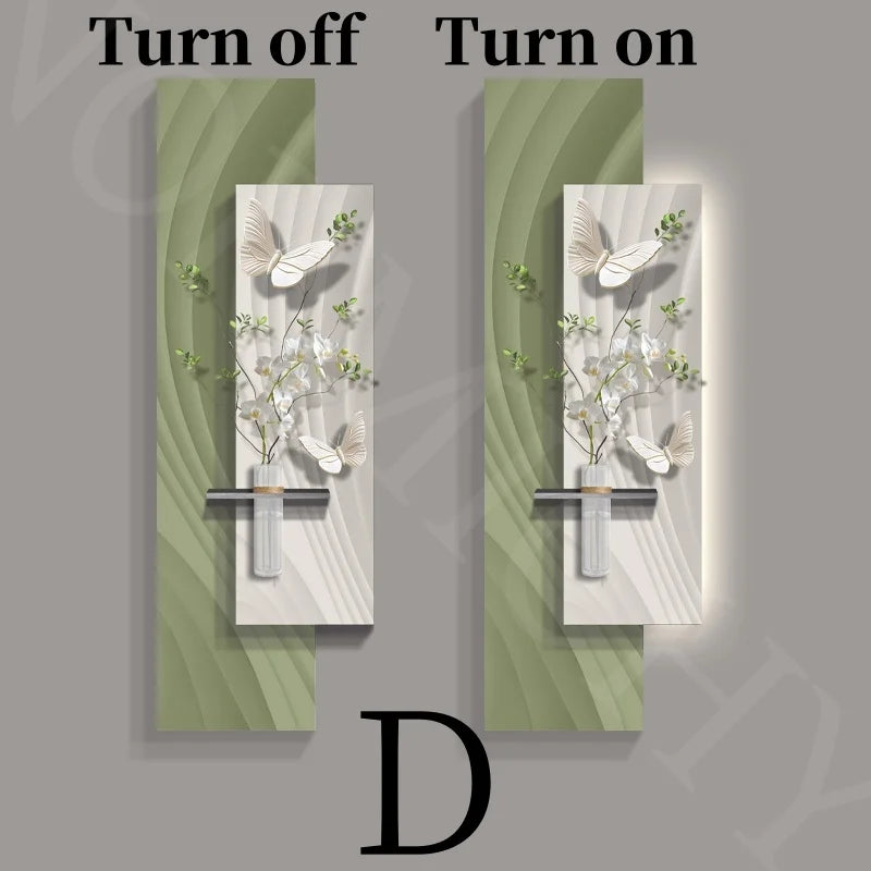 Green Plant Decoration Painting Living Room Corridor Corridor Hanging Painting Large White Wall Creating Landscape Wall Lamp