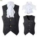 Men Steampunk Renaissance Cosplay Medieval Gothic Waistcoat Vest Vintage Vicotiran Jacquard Swallow Top Noble Fiveshell Costume