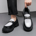 British Style Metal Buckle Loafers Men Thick-soled Wedding Shoes New Formal Business Comfort Shoes Slip-on Leather Casual Shoes