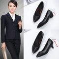 2023 New Women's High Heels Pointed Toe Professional Versatile Work Shoes Black Leather Single Shoes Polyurethane Sole
