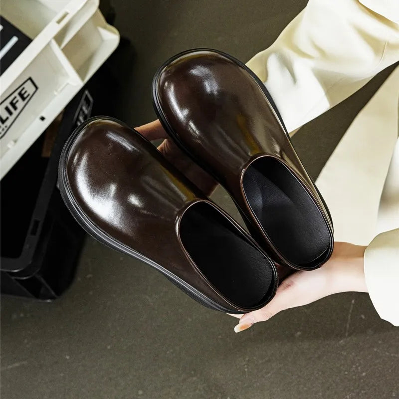 Spring Women's Slippers For Outdoor Wear 2026 New High Heel Princess Women Slippers Platform 9cm Women Slippers Genuine Leather