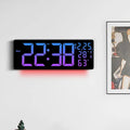 17" Large Digital Alarm Clock with 11Colors & Dynamic RGB Display RGB LED Wall Clock with Colour Changing/Dual Alarm/Room Decor