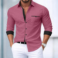 Men's shirt button-up no-iron color block casual everyday | SAMAG