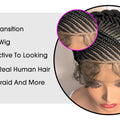 Short Full Lace Braiding Wig Synthetic Cornrow Knotless Box Braided Wigs Natural African Bantu Braids Wig for Black Women