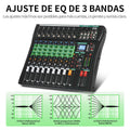 Audio Mixer CT 8 Channel Sound Board Mixing Console Audio Interface PC USB Bluetooth Phantom Digital Effect DJ Live Studio Stage