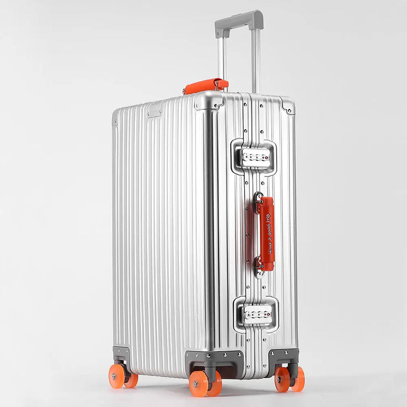20''/24''/29'' All Aluminum-magnesium Alloy Suitcase Leather Handle Travel Case Bags Rolling Luggage with Spinner Wheel TSA Lock