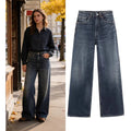 Fashion High Waist Wide Leg Jeans for Women 2026 Streetwear Baggy Denim Trousers Woman Light Blue Zip Loose Long Pants Female