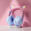 Cat's Ears Headset RGB Light Smile Face TWS Headset Gradient New Headphone Pink Little Girl Earphone Gift Suitable for Any Phone