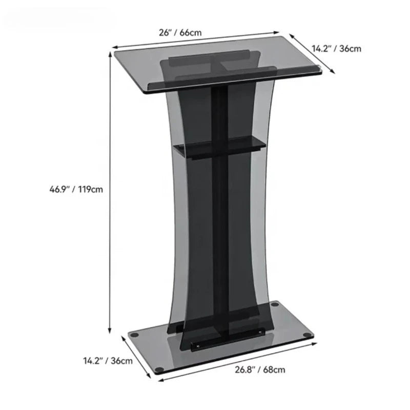 Transparent Acrylic Podium Black Luxury Creative Modern Portable Waterproof Professional Podium Church Auditorium Furniture