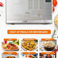 0.7 Cu Ft Countertop Microwave Oven, 700W with Digital LED Touch Controls, 10 Power Levels, Push Button Door, Stainless Steel
