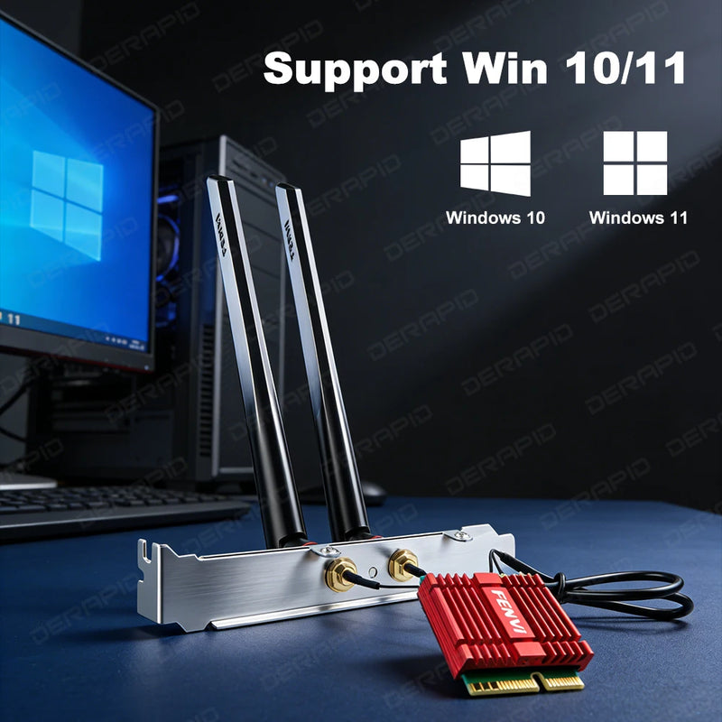WiFi 7 BE6500 MT7925 Bluetooth 5.4 M.2 NGFF Desktop Network Card BT5.4 802.11be Wireless Adapter for PC - Visuel 6 | SAMAG