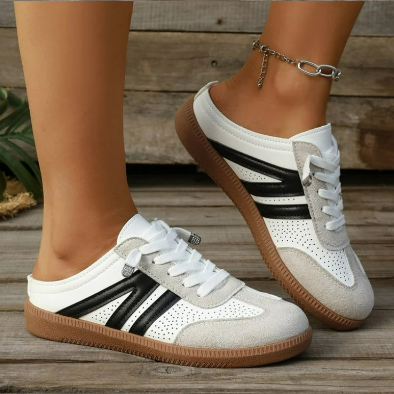 Fashionable New Women's Style Elegant Lace Up Casual Slippers Mesh Breathable Anti Slip Comfortable Women Sports Half Slippers