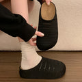 Summer Fashion Knitted Hollow Out Women Closed Toe Slip On Platform Clogs Mules Slides Breathable Casual Outdoor Shoes for Women
