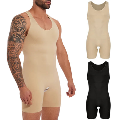 Sleeveless Bodysuit Men Full Body Shaper Compression | SAMAG