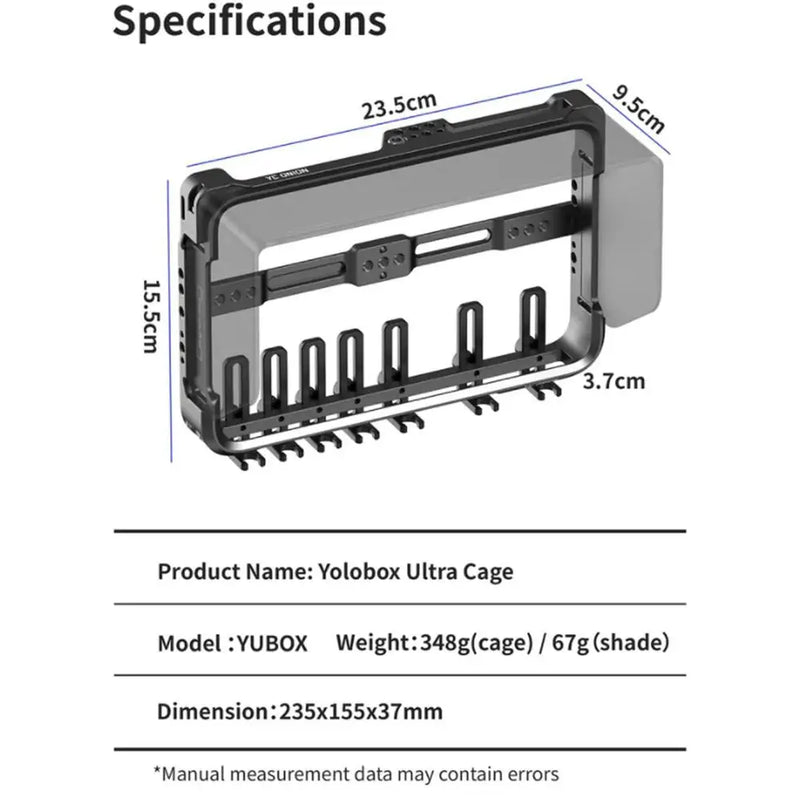 YC Onion Full Cage Bracket for YoloBox Ultra, Adjustable Cable Clamps And Rich Expansion Port, with Sunshade and Desktop Tripod