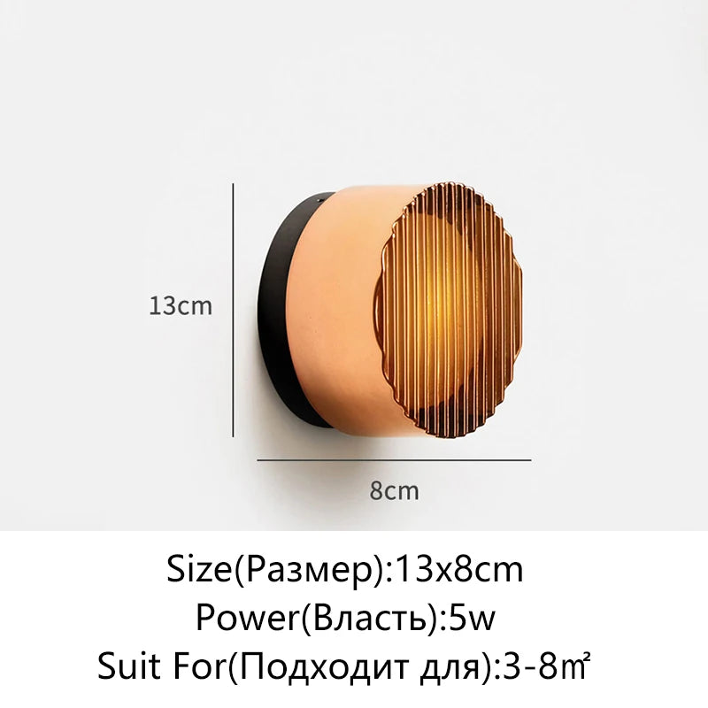 Modern Circular Wall Lamp LED Glass Wall Lamp Sconce Living Room Corridor Bedroom Bathroom Home Decoration Indoor Lighting