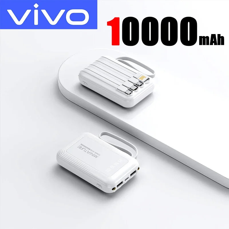 VIVO Mini 500000mAh Power Bank Super Fast Charging 4 in 1 Built in Cables LED Digital Display Power Bank for iPhone Samsung