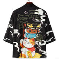 Japanese Cat Print Haori Kimono Yukata Samurai Men | SAMAG