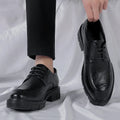 Men's Business High Heeled Leather Shoes Casual Thick Sole 10cm Height Increasing Hand Painted Pattern Trendy Formal Dress Shoes