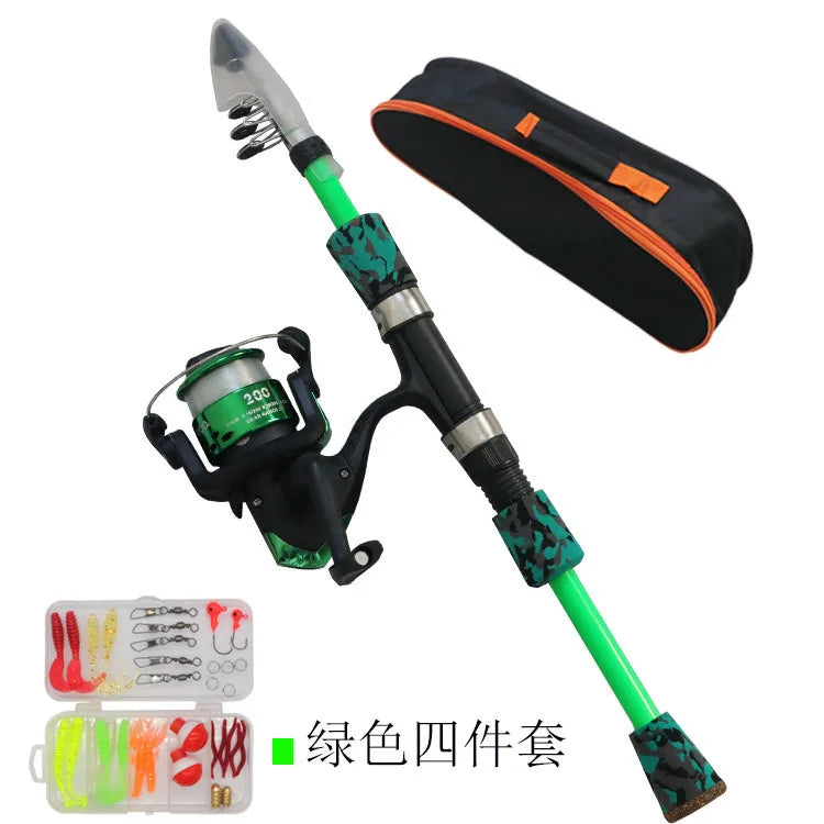 2m Kids Portable Telescopic Fishing Rod Reel Combo Kit With Simulated Soft Lures Storage Bag For Beginner Freshwater Saltwater