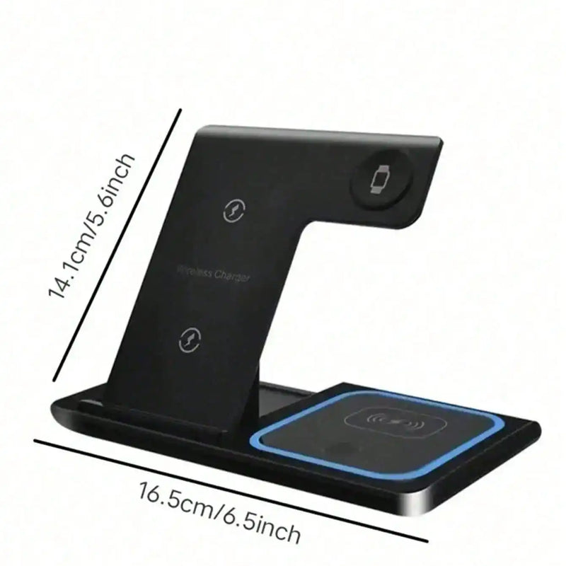 Wireless Charger 3-In-1 Charging Station,Wireless Charger Mobile Phone Holder, LED 3 in 1 Wireless Charger Station For iPhone 17 16 15 14 13 12 Pro Max Apple Watch 10/9/8/7/6/5 AirPods 3/2 Fast Charging Dock