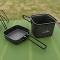 2 In 1 Folding Frying Pan Cooking Pot Aluminum Alloy Camping Cookware Set Barbecue Square Pot Pan for Fishing Hiking Riding
