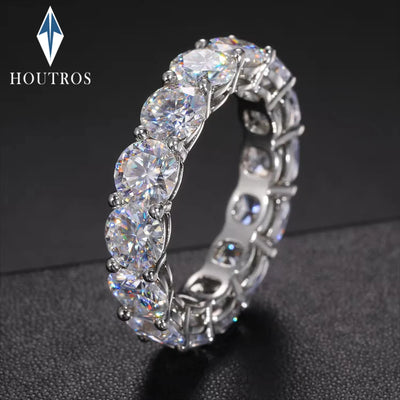 5mm D Color Moissanite Row Ring 925 Sterling Silver Diamond Wedding Band For Women Certified Fine Jewelry Gift | SAMAG