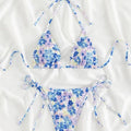 Sexy floral print halter bikinis sets biquini high waist | SAMAG