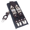 Men's Casual Fashion Leather Suspenders Adjustable High Quality Belt Strap Braces with 6 Clips