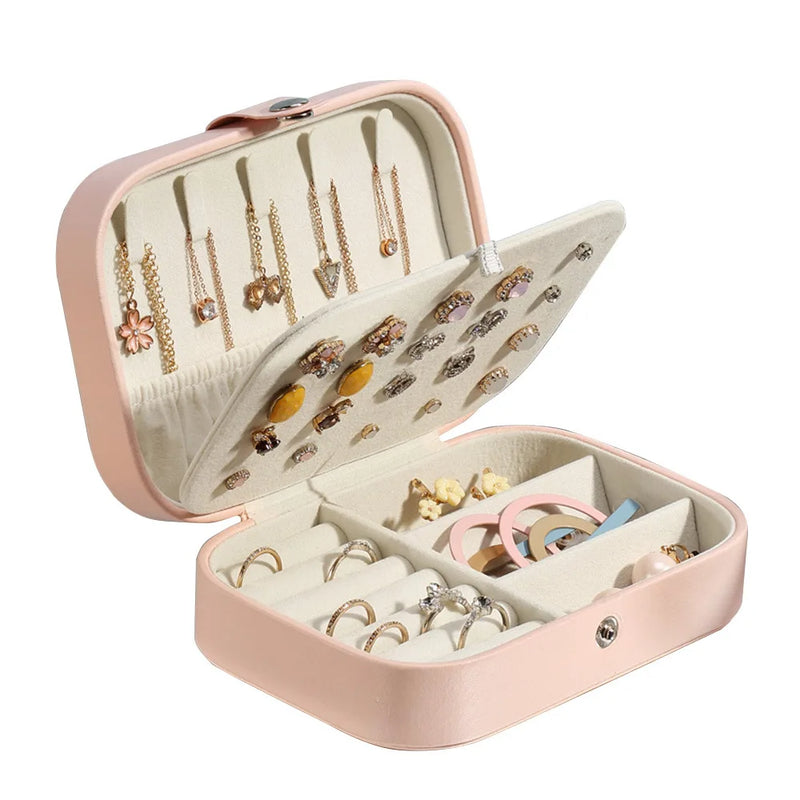 2023 Portable Jewelry Box Jewelry Organizer Display Travel Jewelry Case Boxes Button Leather Storage Zipper Jewelers Joyero