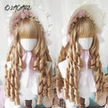 Synthetic Long Curly Wavy Lolita Wig with Bangs Wig Girl Cute Ombre Pink Blonde Black Cosplay Party Halloween Harajuku Wig