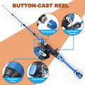 Kids Fishing Rod and Reel Combo Full Kit 1.2m/1.5m Telescopic Casting Rod Pole with Spincast Reel and Hooks Lures Swivels Carry