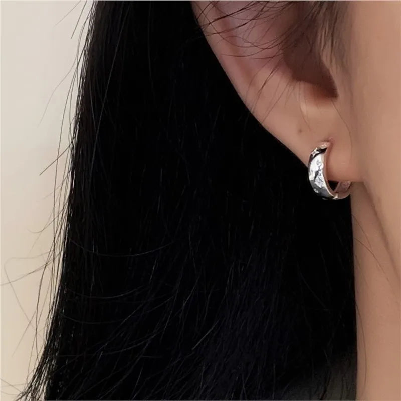 VENTFILLE 925 Sterling Silve Star Hoop Earring for Women Zircon Geometry Wide Office Versatile Jewelry Birthday Gift Dropship