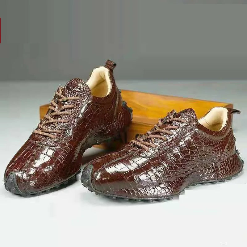 2026 new arrival Fashion Crocodile Belly Skin causal shoes men,male Genuine leather Sneakers 018