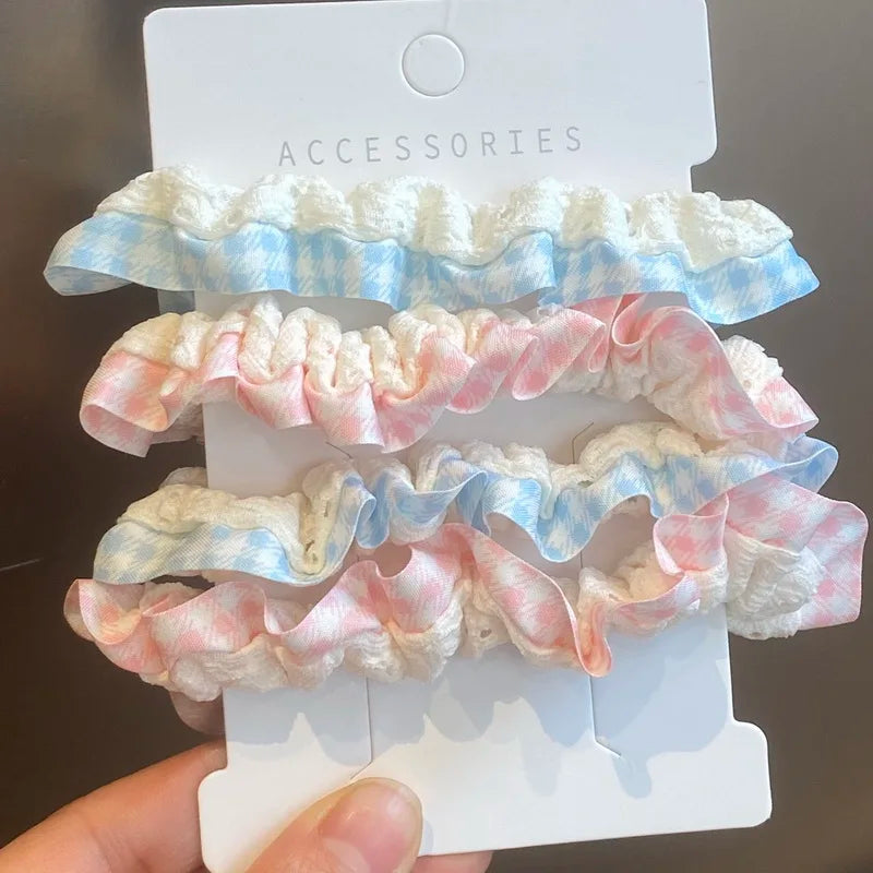 4pcs Pure Silk Small Scrunchie Set for women satin hair rubber bands girls elastic hair tie black hair rope Hair Accessories