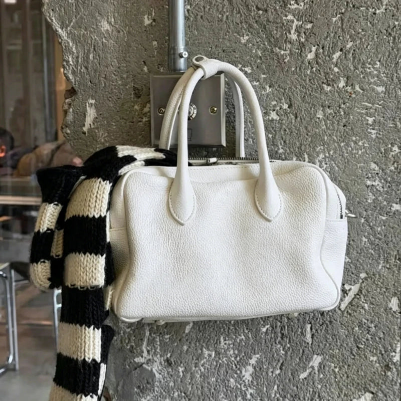 New Litchi Texture Women's Handbags PU Large Capacity Shoulder Bags Waterproof Bright Color Boston Toast Bags for Women 2026