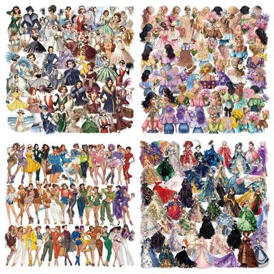 50 - Cartoon Retro & Flower Stickers Waterproof | SAMAG