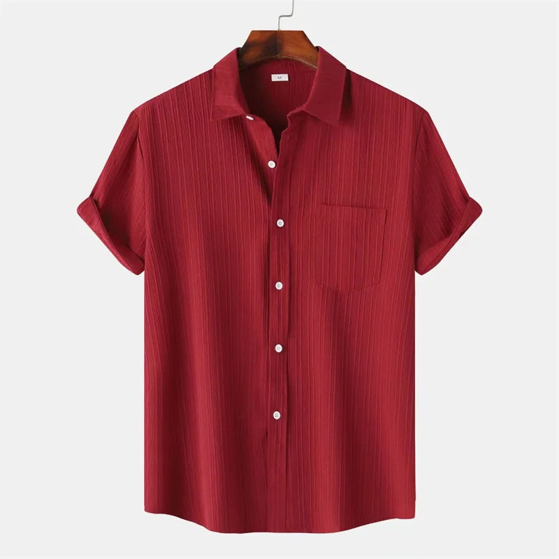 New 9 Color Men's Solid Striped Shirt Summer Fashion | SAMAG