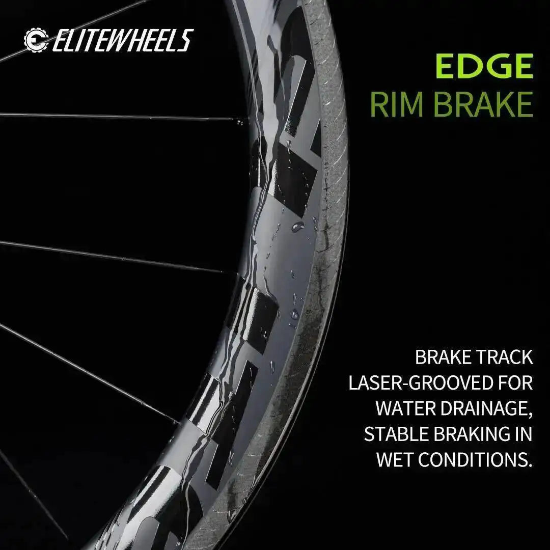 ELITEWHEELS EDGE Carbon Rim Brake Road Wheelset Ultralight 1291g 40 50mm Rim Ratchet System 36T HUB Wing 20 Spoke bike wheelset