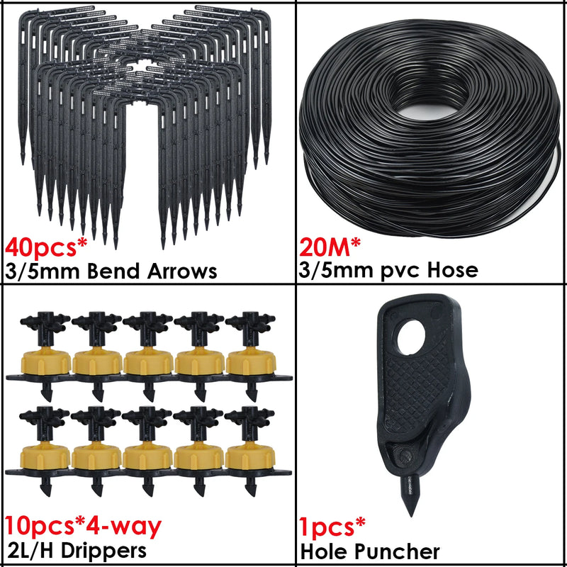 KESLA Greenhouse Drip Irrigation 4-Way 3/5mm 2-Way Drip Arrow Transmitter Garden Automatic Watering System Potted Plant 10/20set
