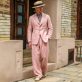 Men's Linen Suit 2 Pieces Luxury Slim Fit Casual Blazer Straight Leg Pants Breathable Wrinkle Resistant Lightweight For Wedding