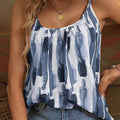 Women's Fashion Tank Top Spring Summer Blue Watercolor Print Spaghetti Strap Soft Loose Fit Valentine's Day Casual Vacation Top