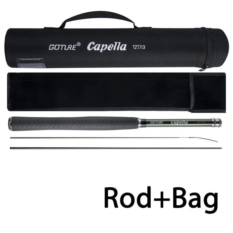 Goture Fly Fishing Rod Combo Tenkara 12FT Classical Portable Ultralight IM8 Carbon Fiber Trout Rod Pod Line Lure Fly Fishing Set