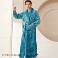 Large Size Flannel Men's Long Robe Kimono Gown Winter Thicken Sleepwear Loungewear Loose Coral Fleece Couple Pajama Home Clothes