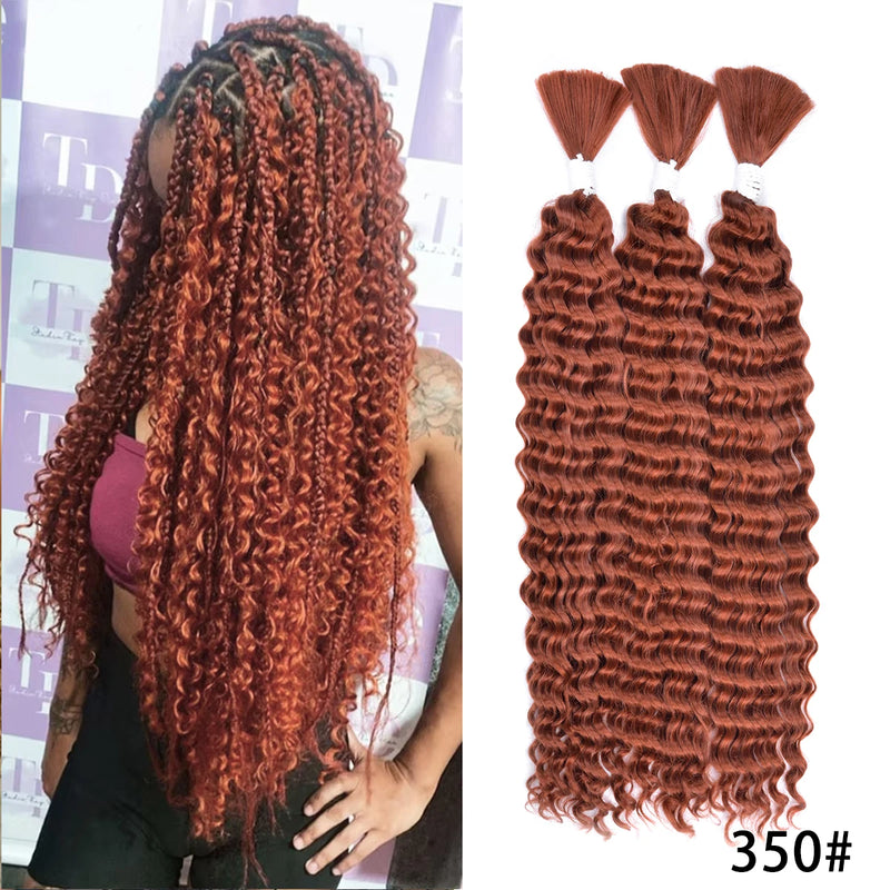 Synthetic Curly Deep Wave Bulk hair For Braiding 20inch No Weft Deep Wave For Braiding Micro Faux Braiding Hair for Boho Braids