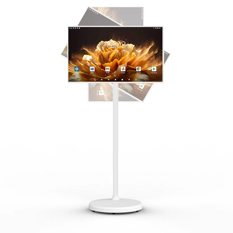 21.5 Inch Portable Smart Android TV with LED Backlight Mini Rechargeable Display Monitor with Rotatable Camera for Home Gym