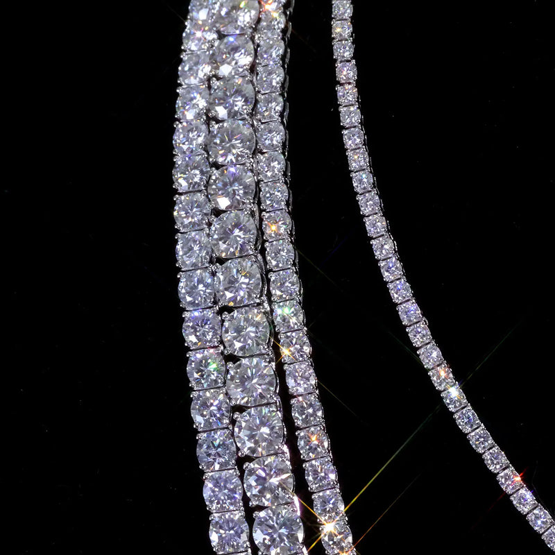 ESKEEM Moissanite Tennis Chain Necklace 925 Silver Iced Out VVS Pass Diamond Tester 2/3/4/5mm Tennis Chain Fine Jewelry