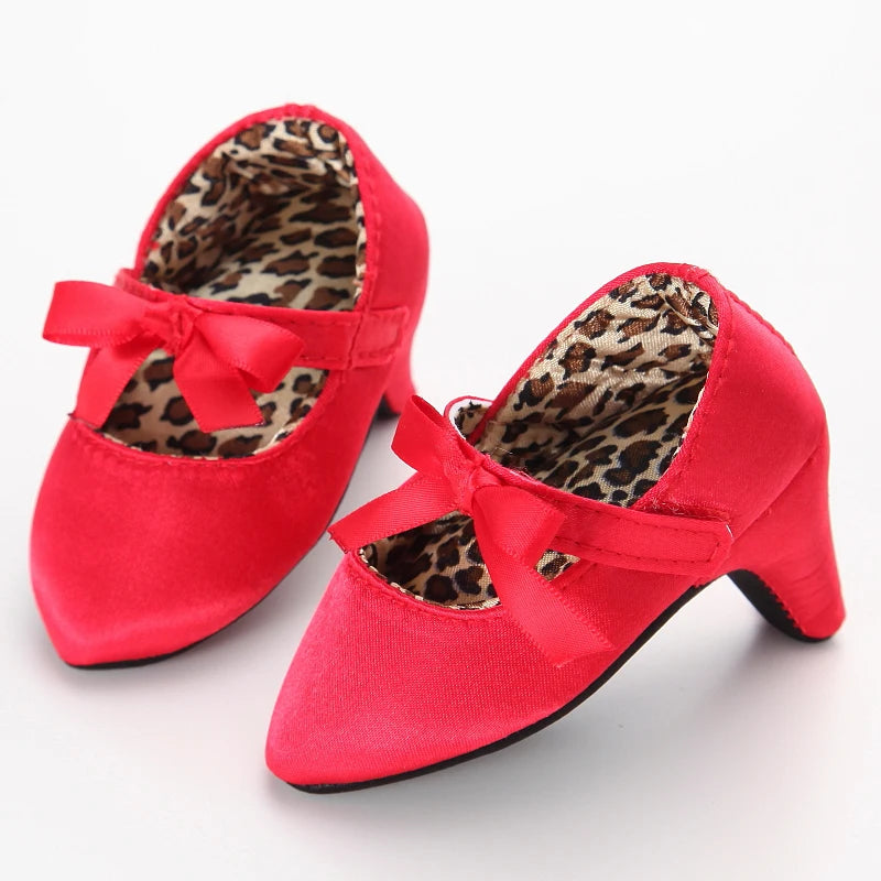 New Infant Newborn Baby Girl High Heels Shoes Princess Bow First Birthday Party Shoes Photo Props Shoes 0-12M