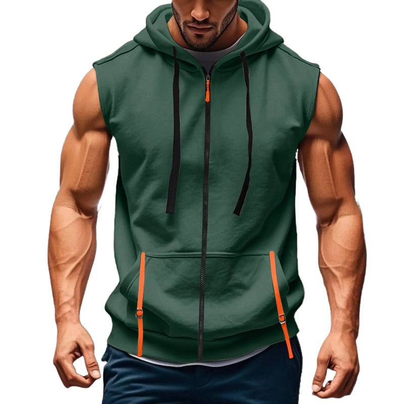 Men Hooded Sleeveless Shirt Casual Gym Tank Top Male Breathable Bodybuilding Vest Basketball Shirt Fashion Singlet Man Clothes