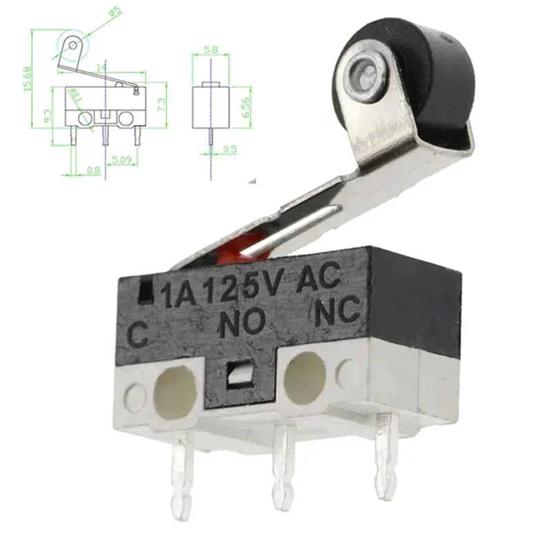 20/100/1000Pcs 3Pin Micro Limit Switch SPDT Momentary Push Button Switch 1A/125V Mouse Switch with Handle Roller
